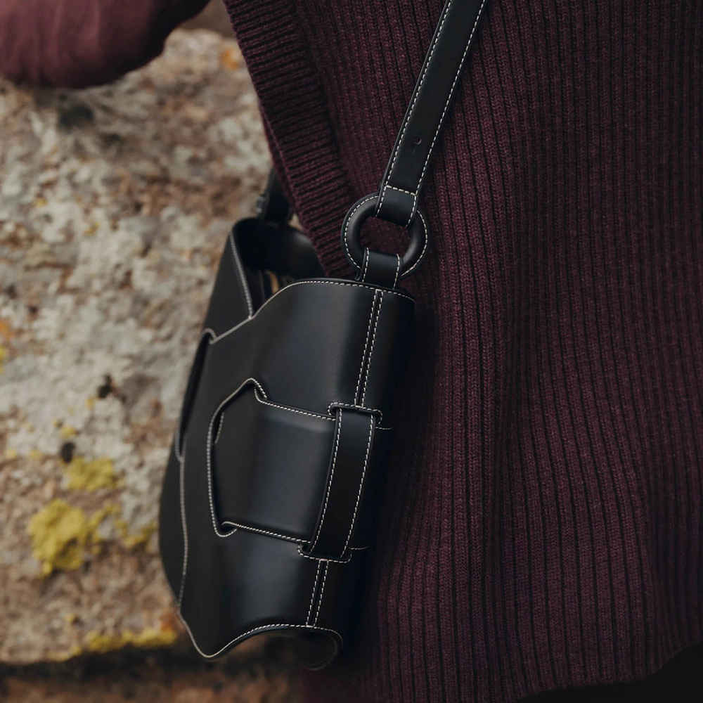 Polene Nodde Black Hobo Bag-4