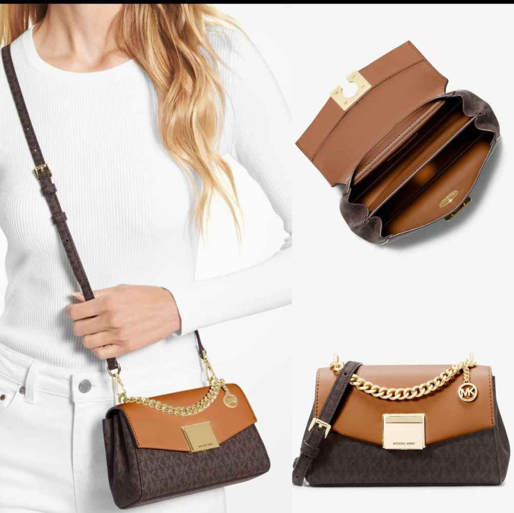 Michael Kors Lita Brown Medium Sling Bag-thumb-3