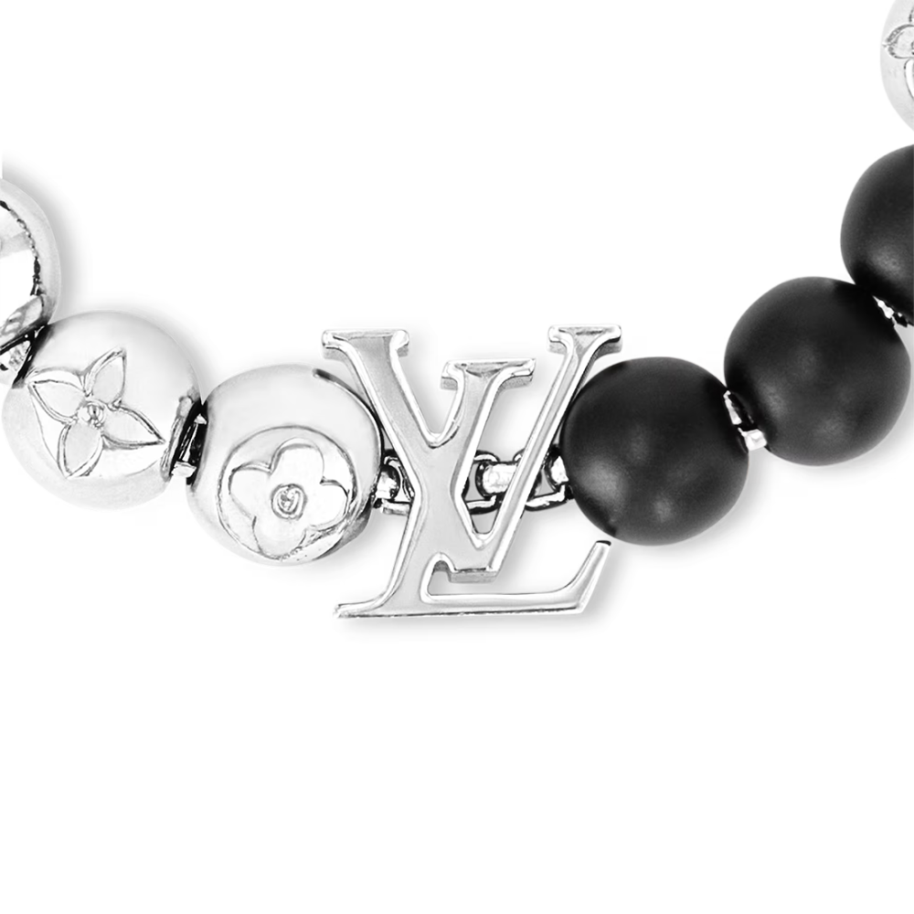 Louis Vuitton Black Stone Adjustable Medal Bracelet-1