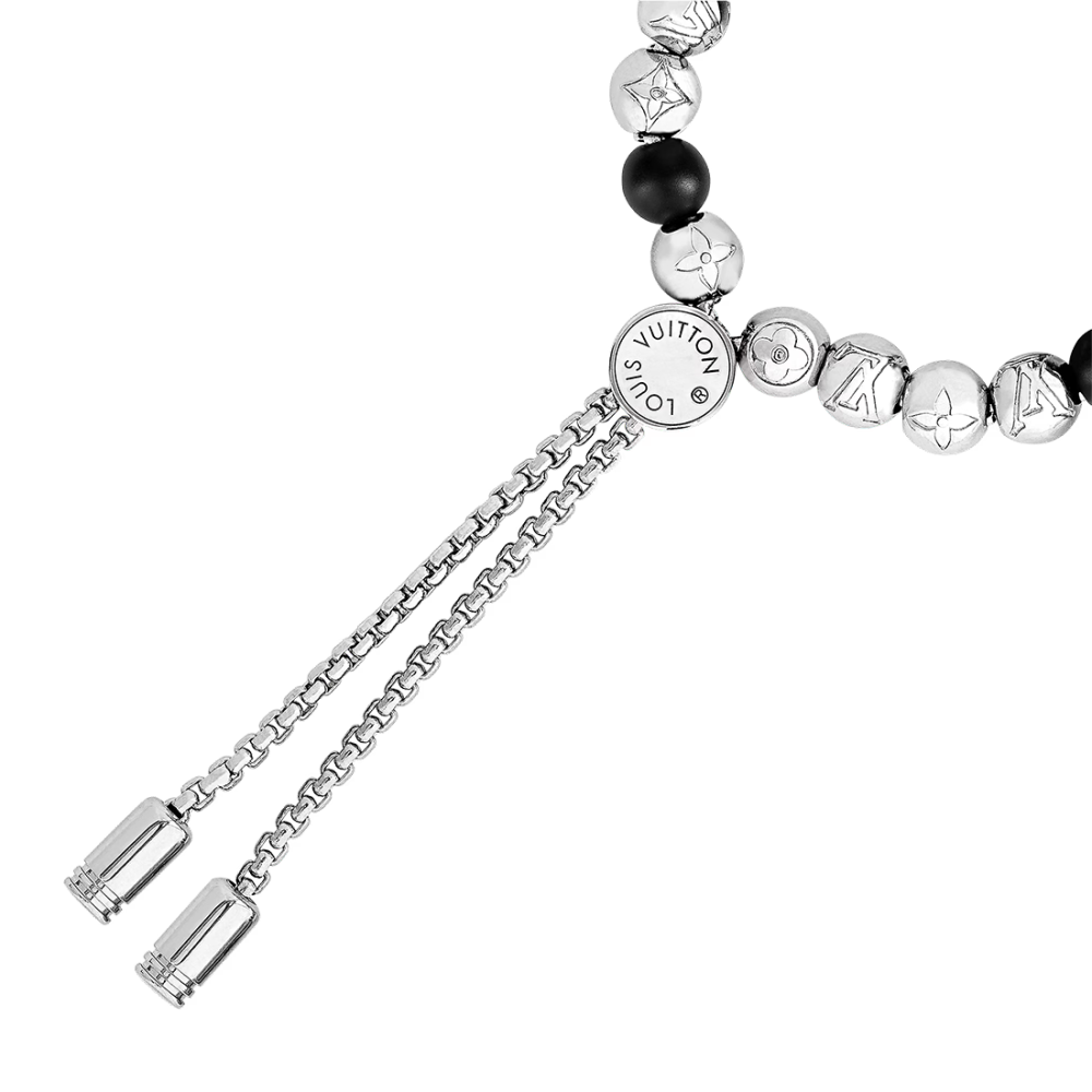 Louis Vuitton Black Stone Adjustable Medal Bracelet-2