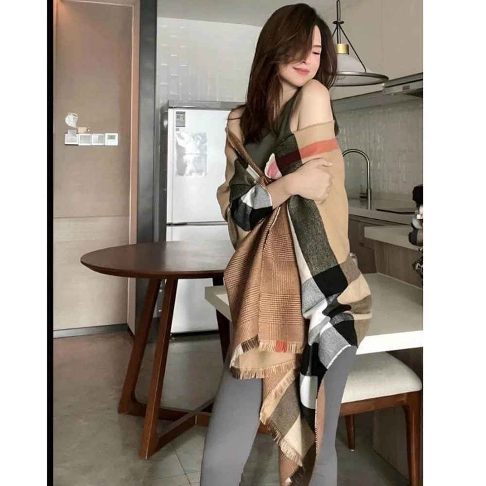 Burberry Designer Reversible Brown Silk Stole-thumb-4