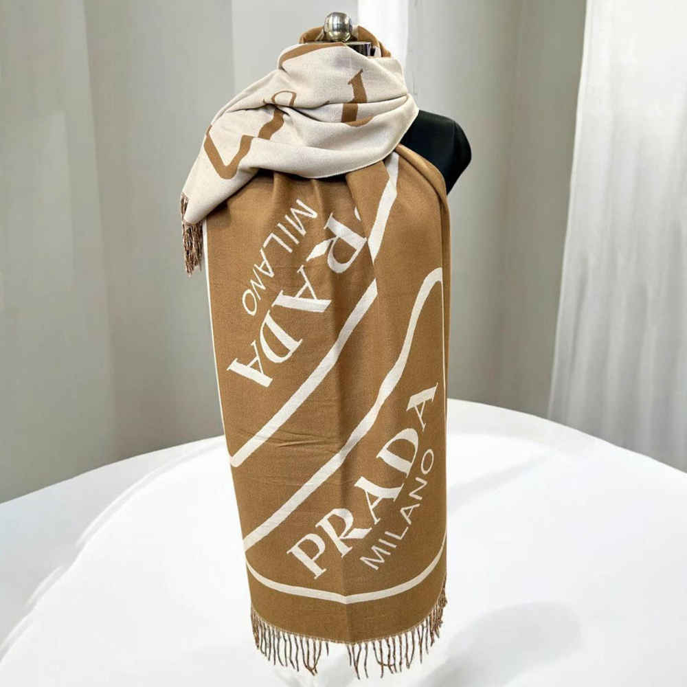 Prada Milano Symbole Reversible Wool-Cashmere Scarf-thumb-1
