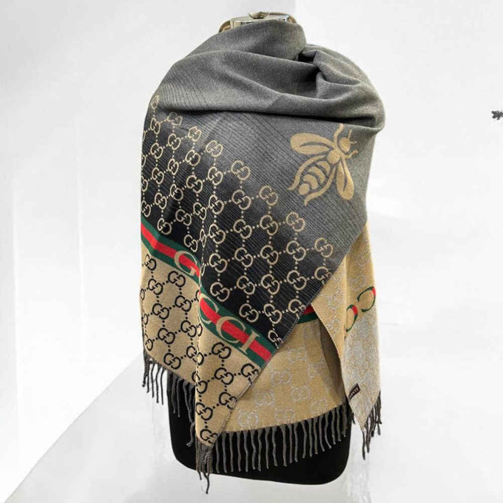 Gucci GG Monogram Logo Black Silk Stole-thumb-0