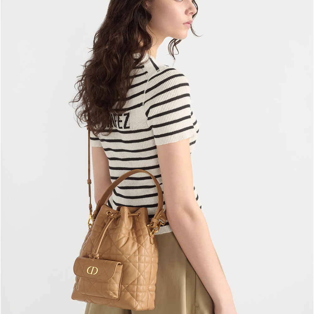 Dior Caro Mini Brown Bucket Bag-6