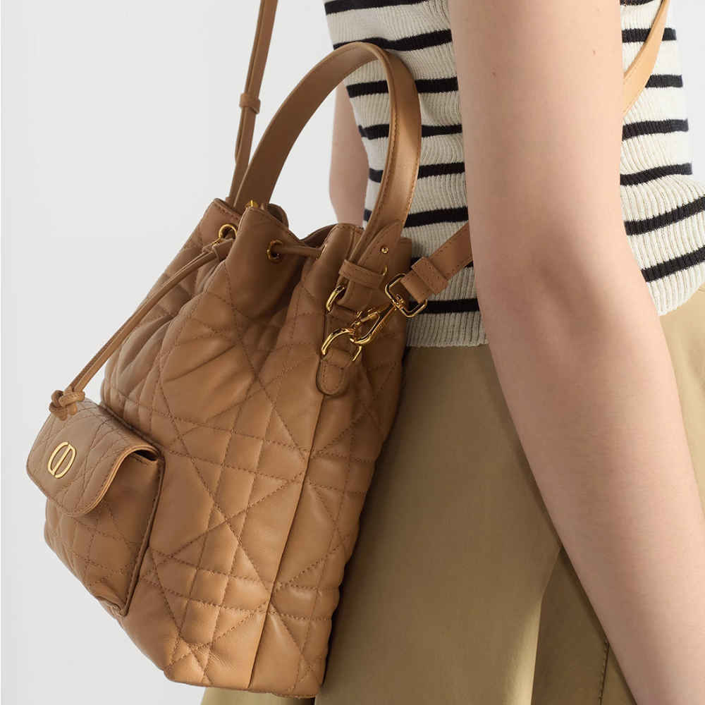Dior Caro Mini Brown Bucket Bag-5