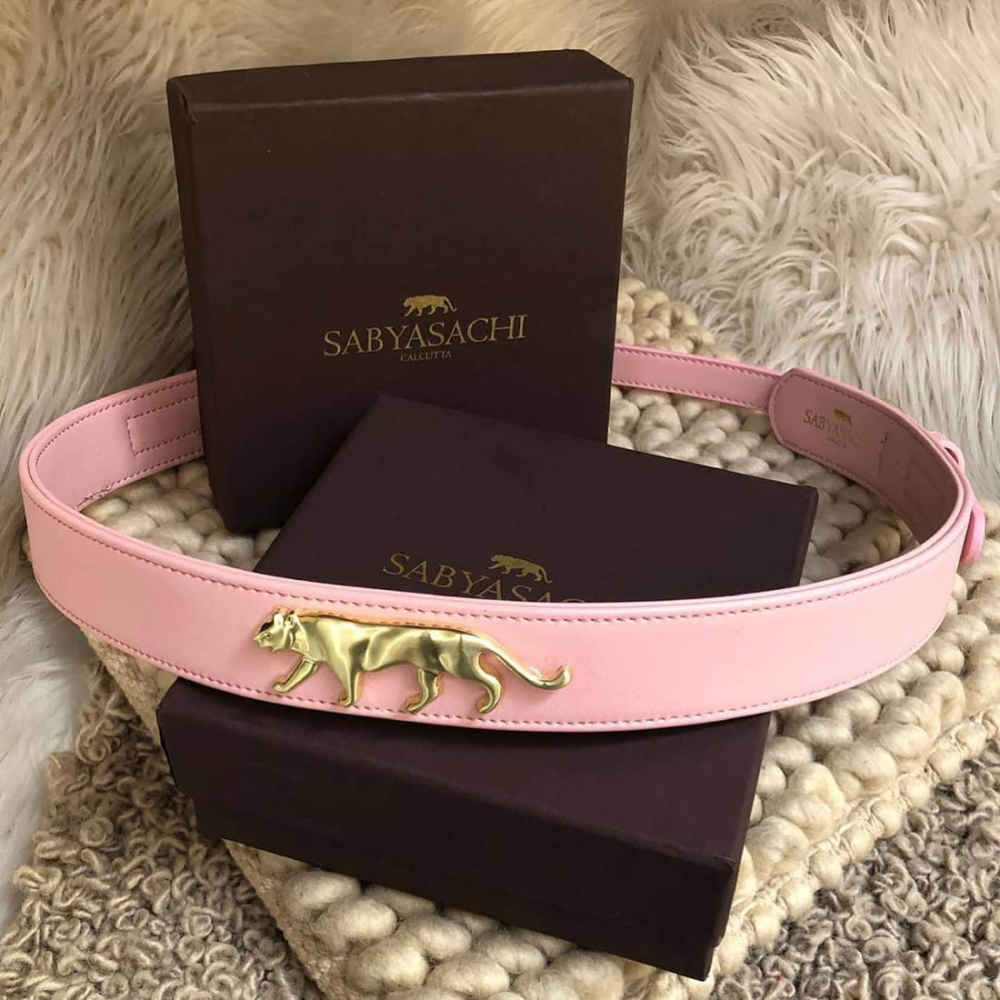 Sabyasachi Royal Bengal Tiger Logo Pink Belt-thumb-1