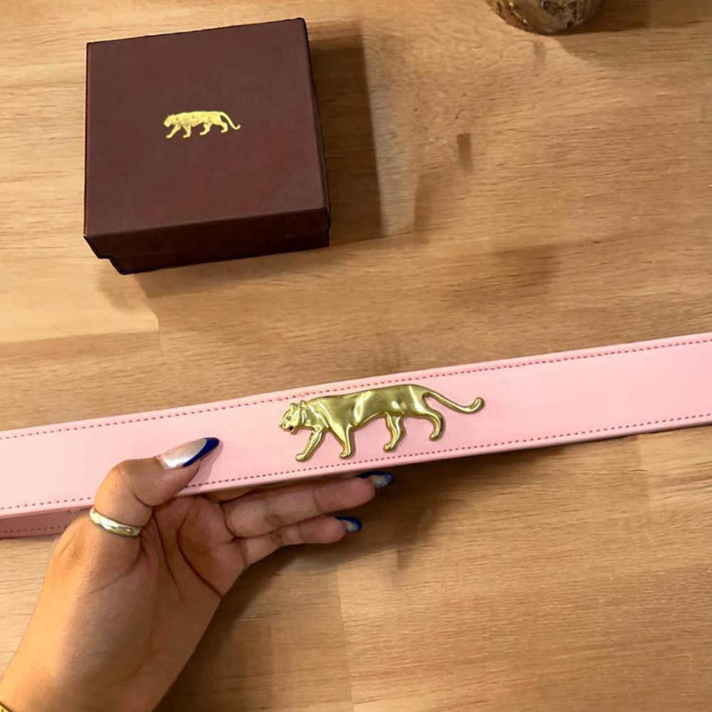 Sabyasachi Royal Bengal Tiger Logo Pink Belt-thumb-0