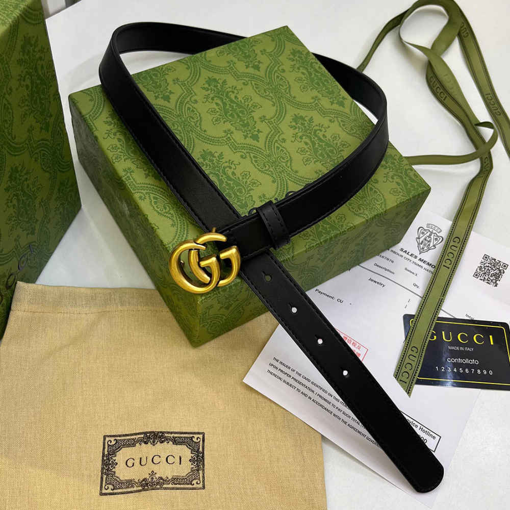 Gucci GG Slim Black Belt-thumb-0