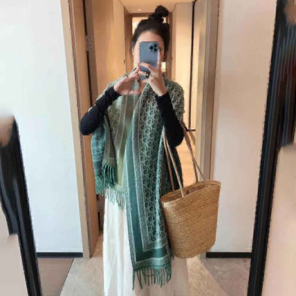 Christian Dior Oblique Green Silk Stole-1