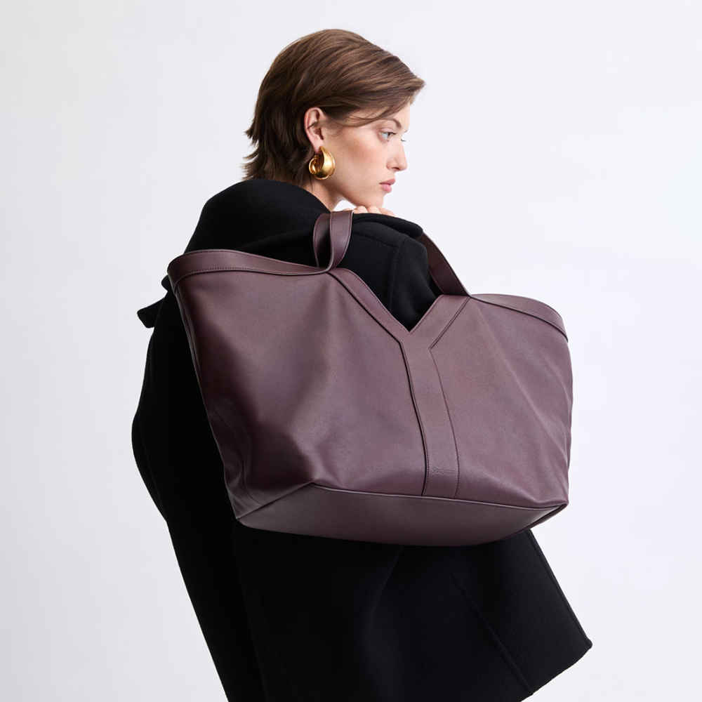 YSL Y Large Wine Tote Bag-thumb-3