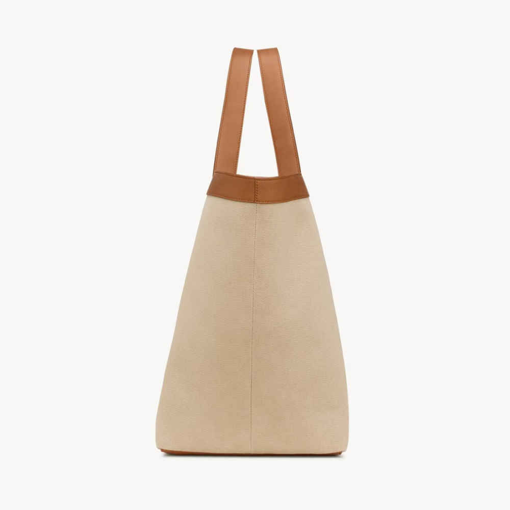 YSL Y Large Brown & White Tote Bag-2