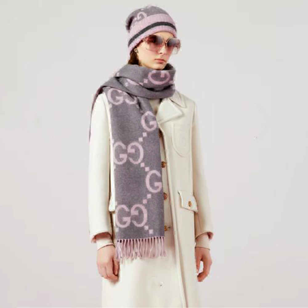 Gucci Cashmere Grey Woolen Muffler-thumb-1