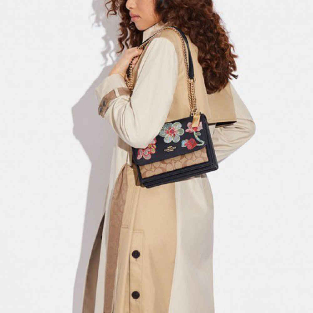 Coach Flower Print Black Shoulder Bag-1