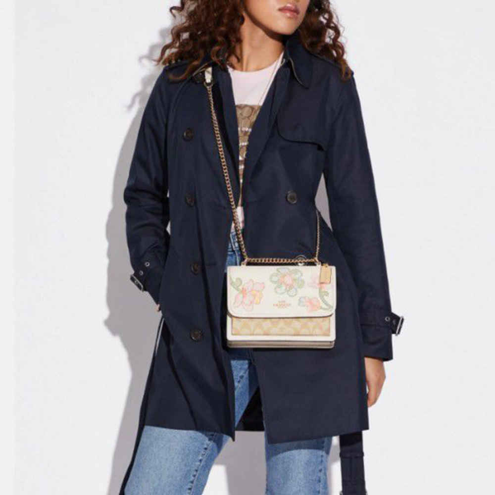 Coach Flower Print White Shoulder Bag-thumb-2