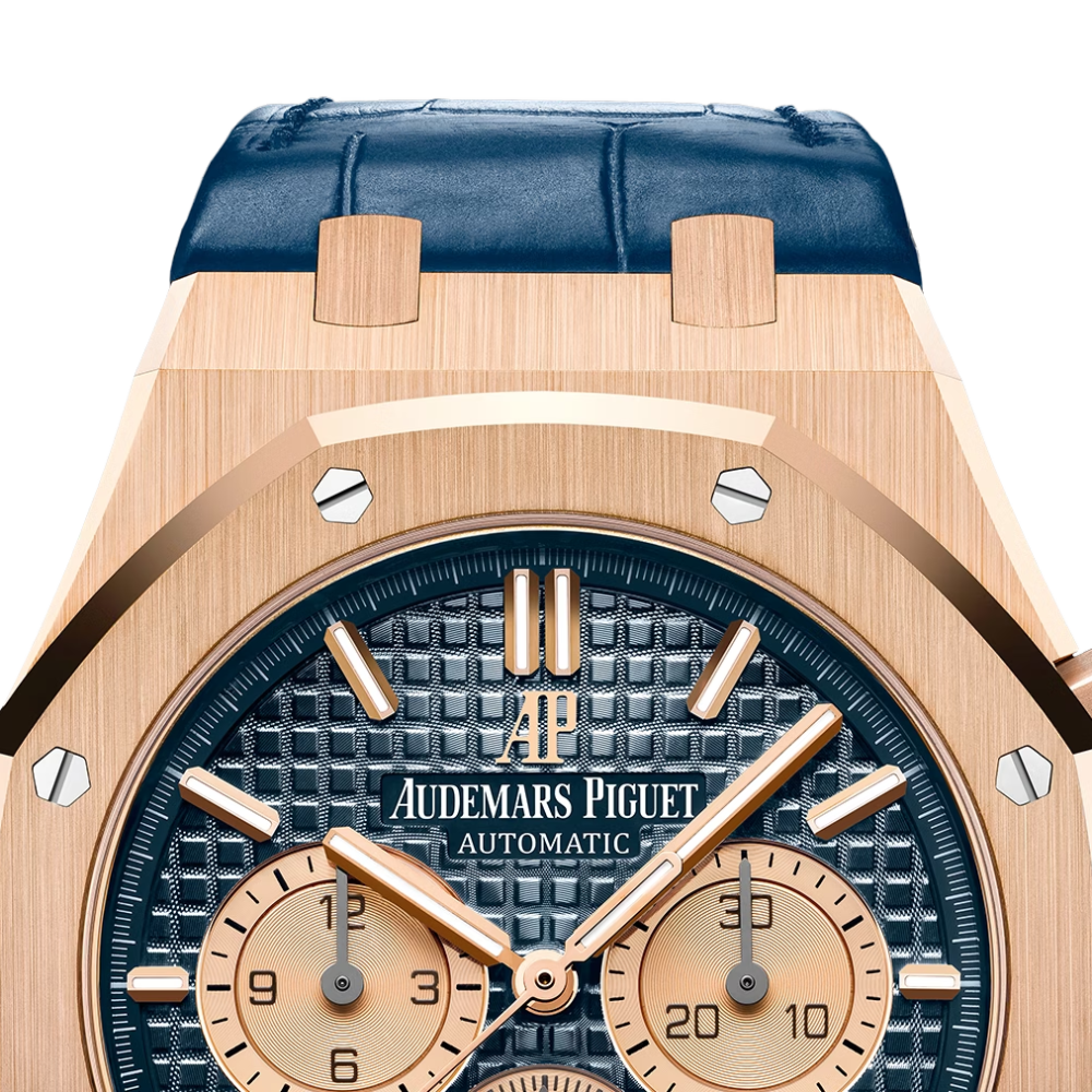 Audemars Piguet Royal Oak Selfwinding Chronograph Rose Gold Blue Index 41mm Blue Leather 26331OR.OO.D315CR.01-5