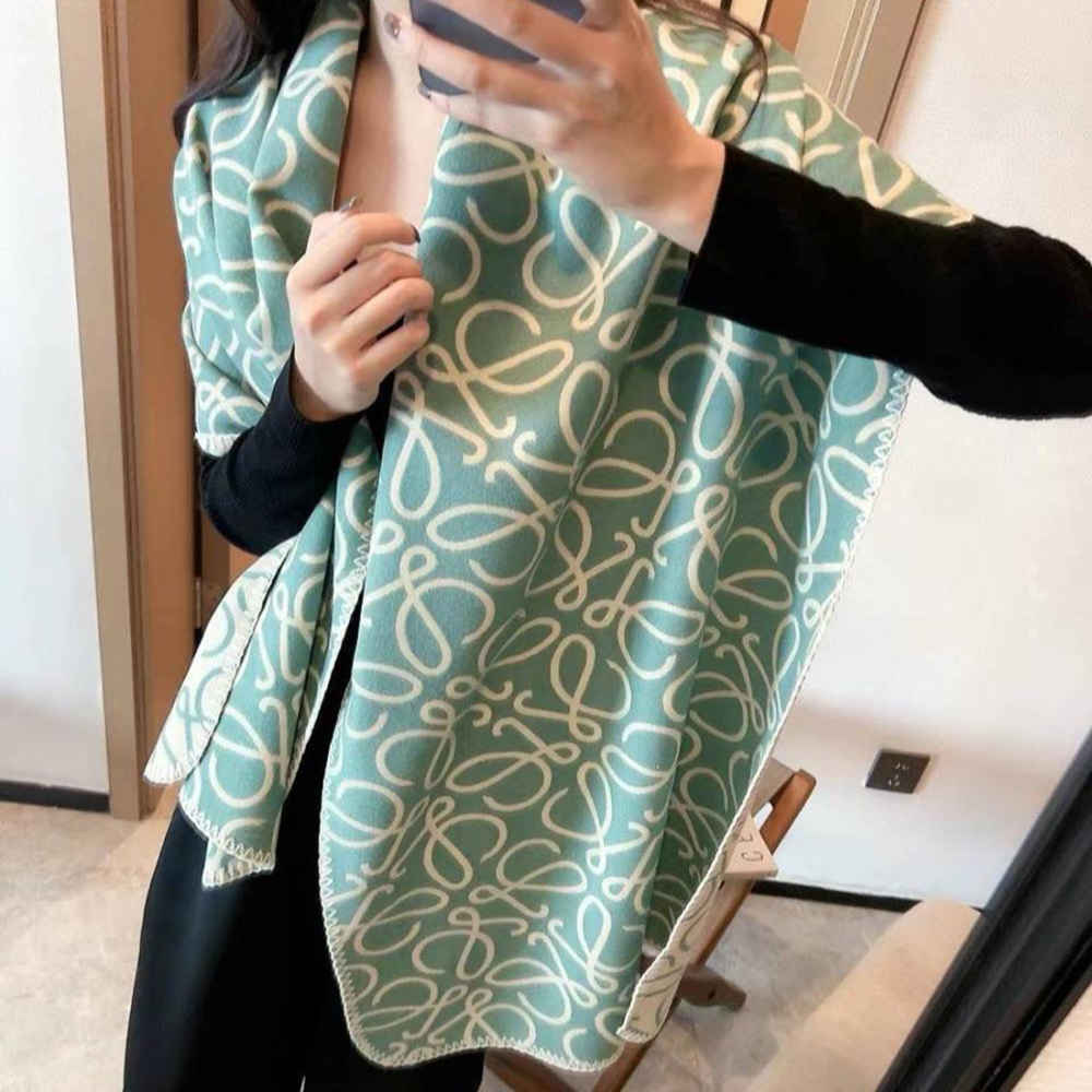 Loewe Anagram Green Scarf-1