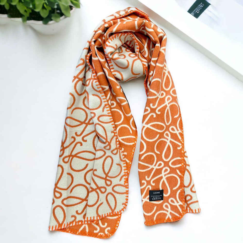Loewe Anagram Orange Scarf-thumb-0
