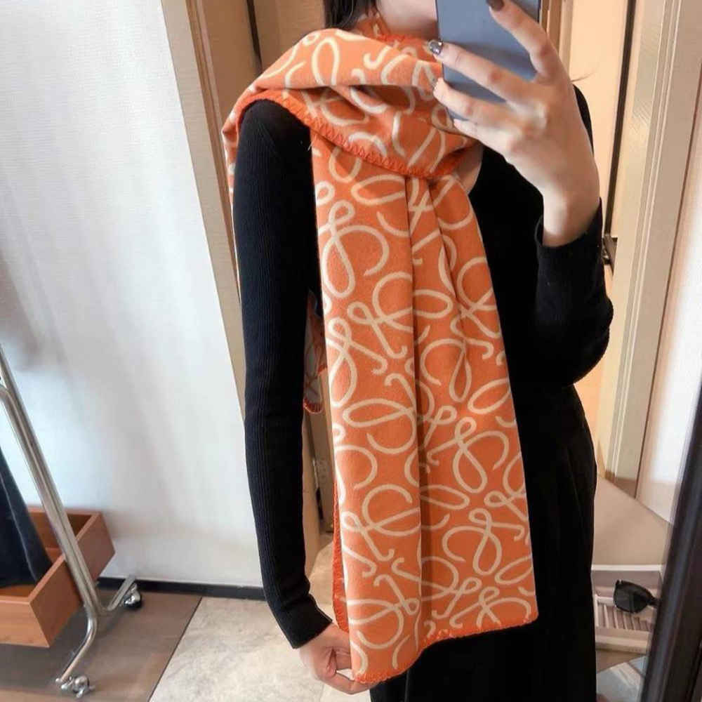 Loewe Anagram Orange Scarf-thumb-1