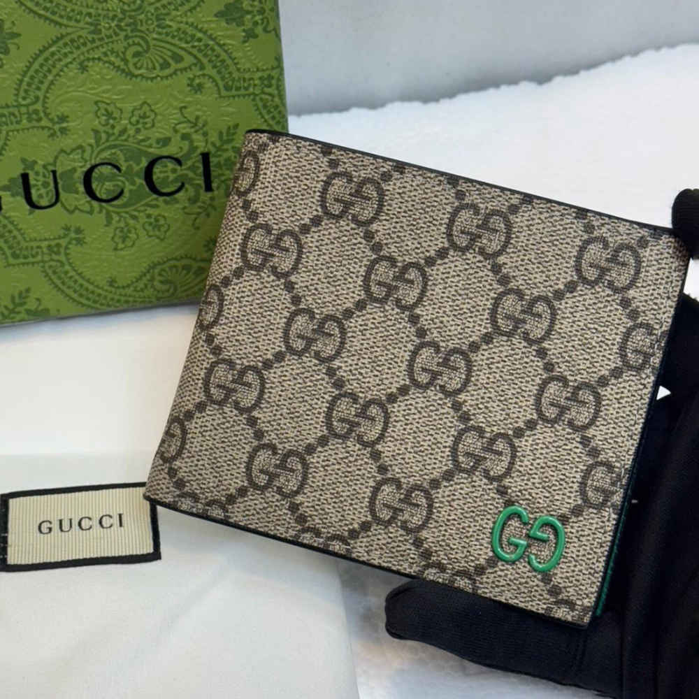 Gucci Brown & Green Premium Compact Wallet-thumb-0