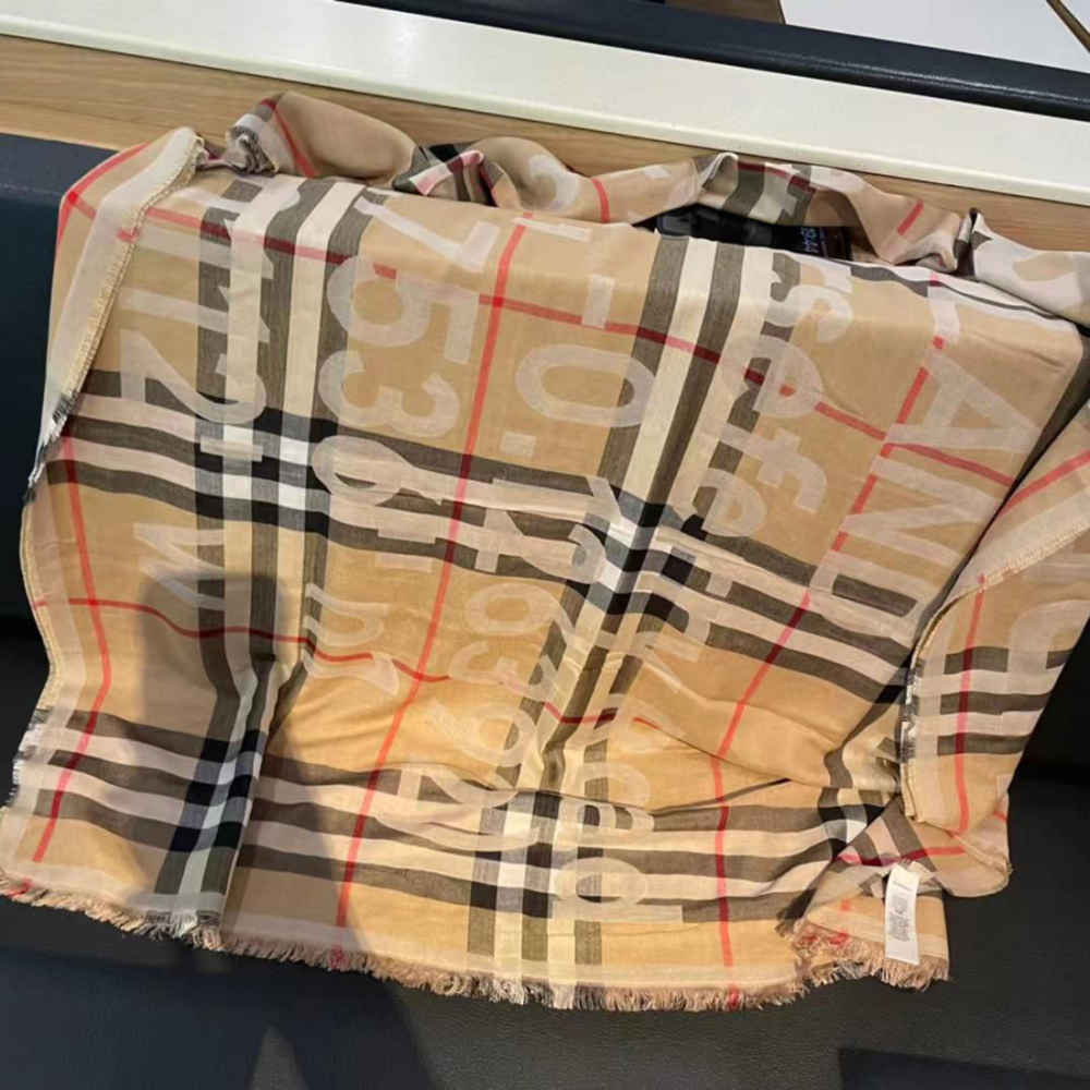 Burberry Square Shape Beige Silk Stole-1