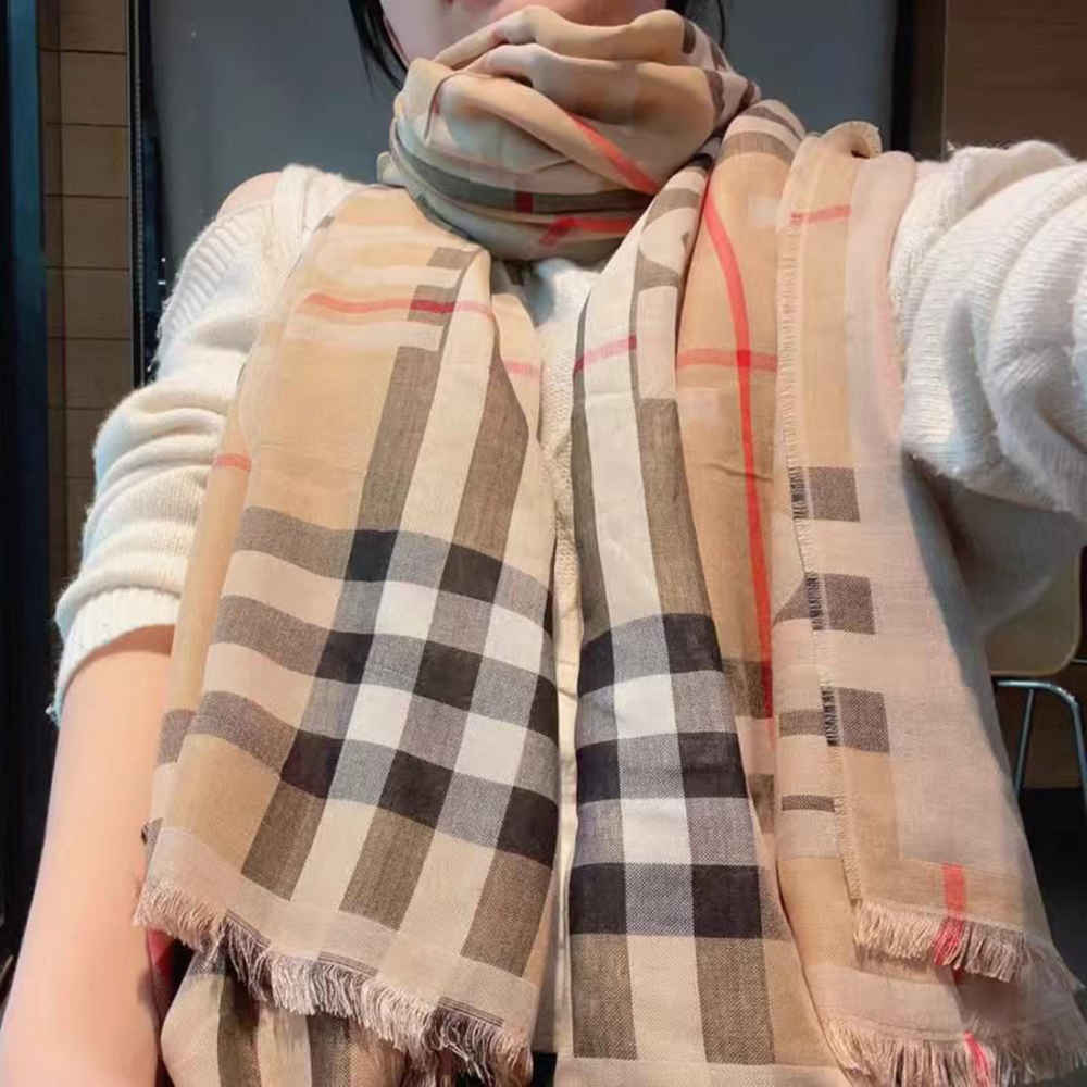 Burberry Square Shape Beige Silk Stole-3