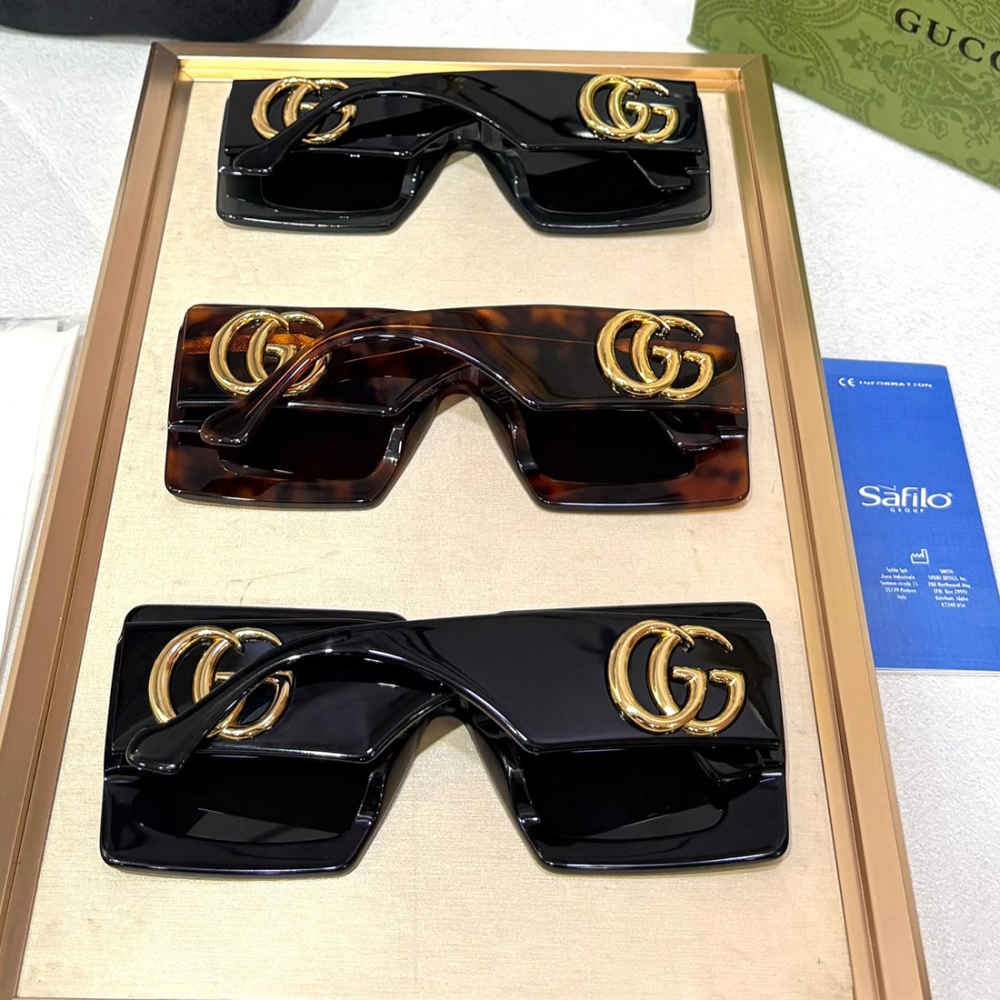 Gucci Oversized Square Grey Women's Sunglasses-thumb-5