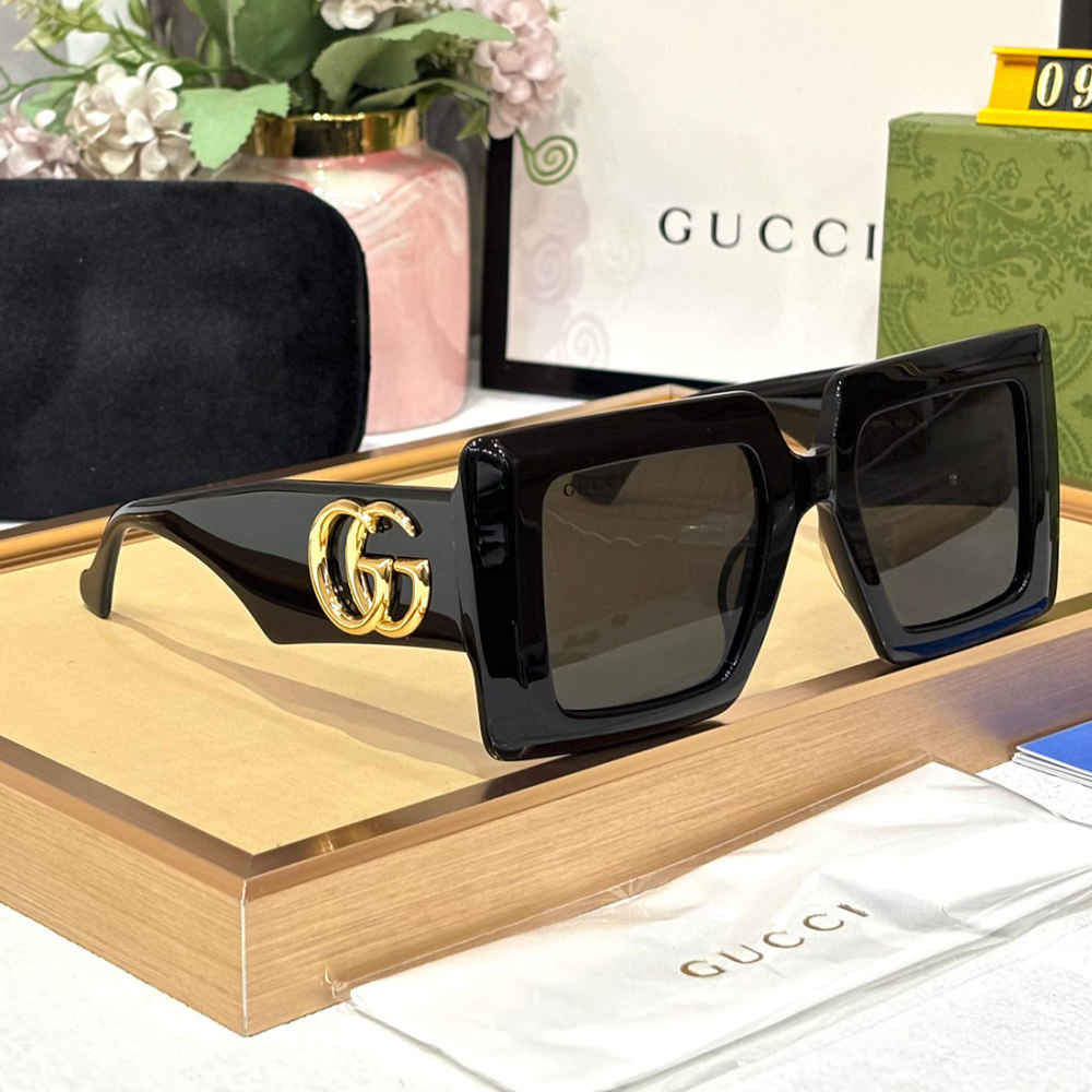 Gucci Oversized Square Black Women's Sunglasses-thumb-0