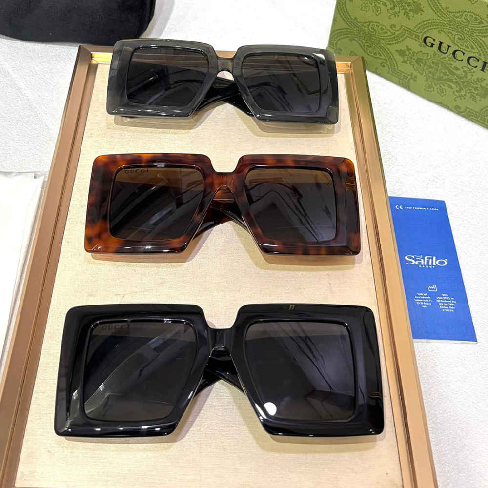 Gucci Oversized Square Grey Women's Sunglasses-thumb-4