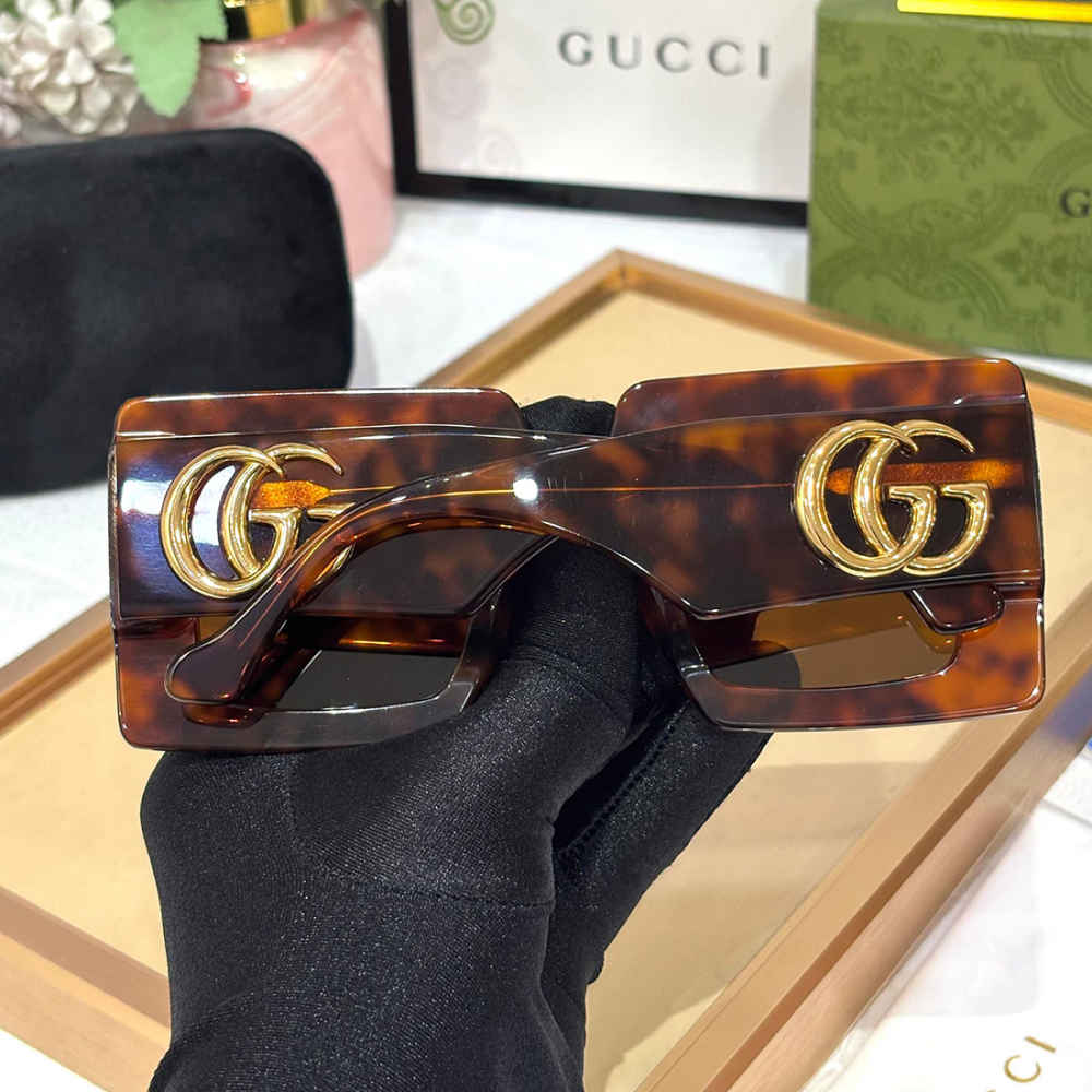 Gucci Oversized Square Brown Women's Sunglasses-thumb-3