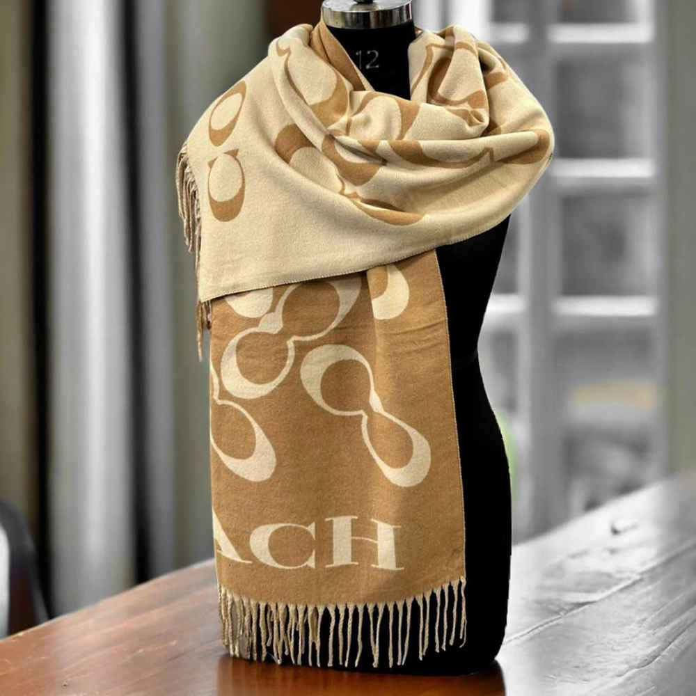Coach Signature Beige C Border Stole-thumb-0