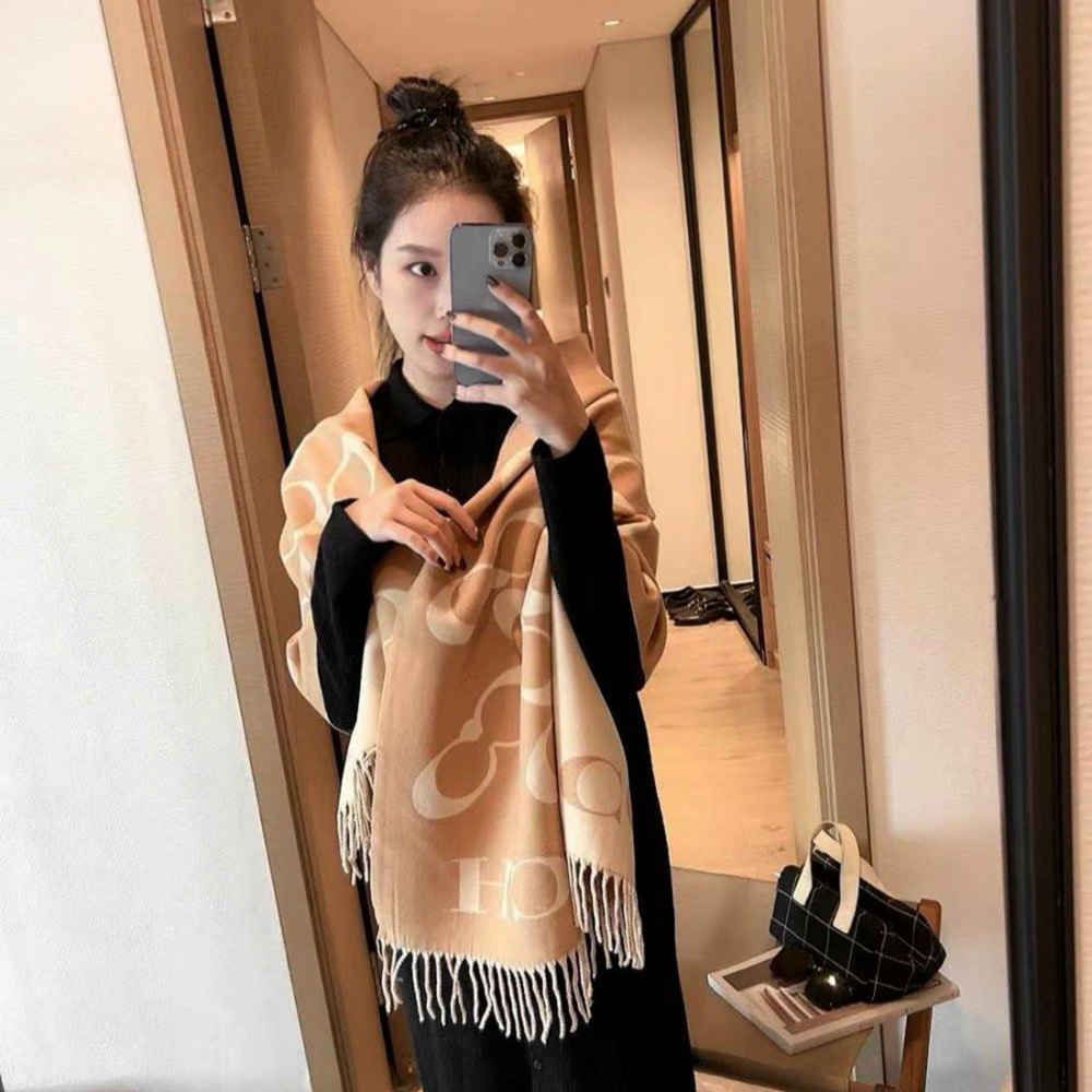 Coach Signature Beige C Border Stole-thumb-1