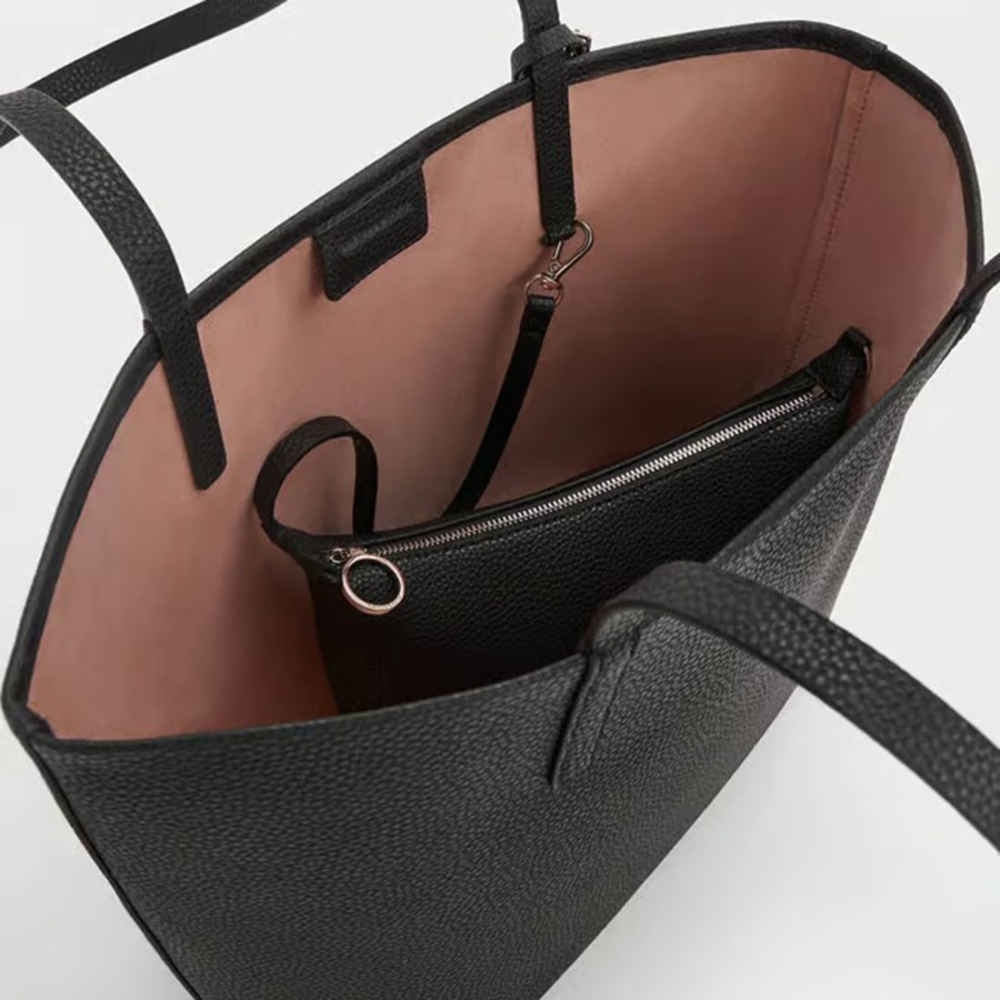 Charles & Keith Beryl Small Black Tote Bag-4