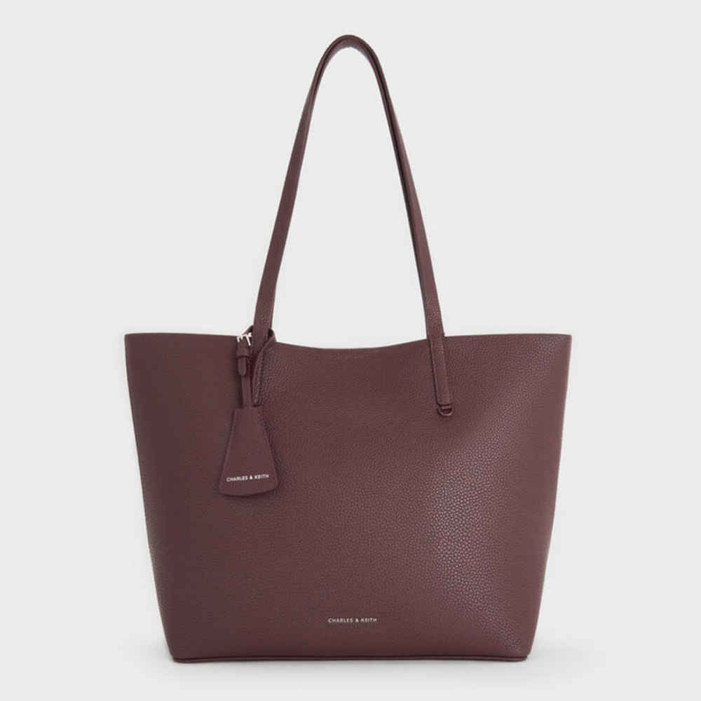 Charles & Keith Beryl Small Wine Tote Bag-thumb-0