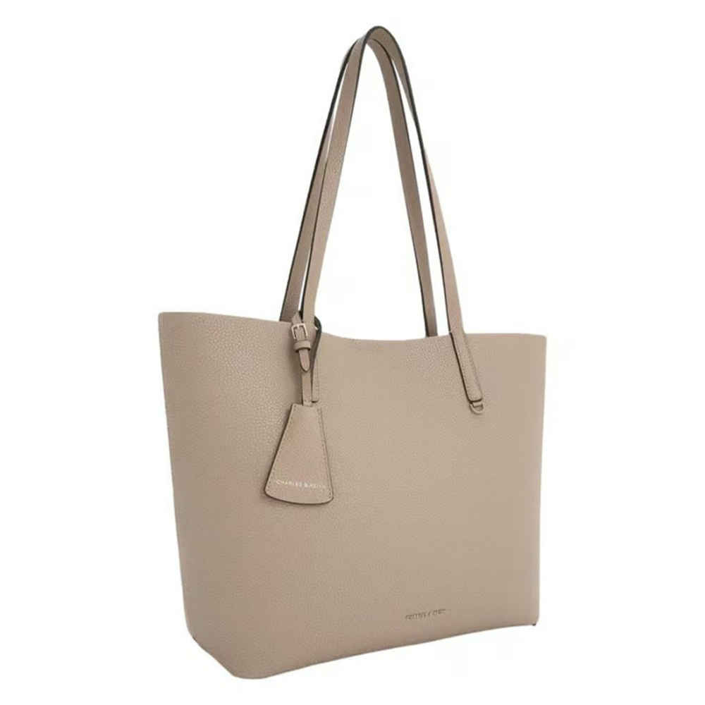 Charles & Keith Beryl Small Beige Tote Bag-1