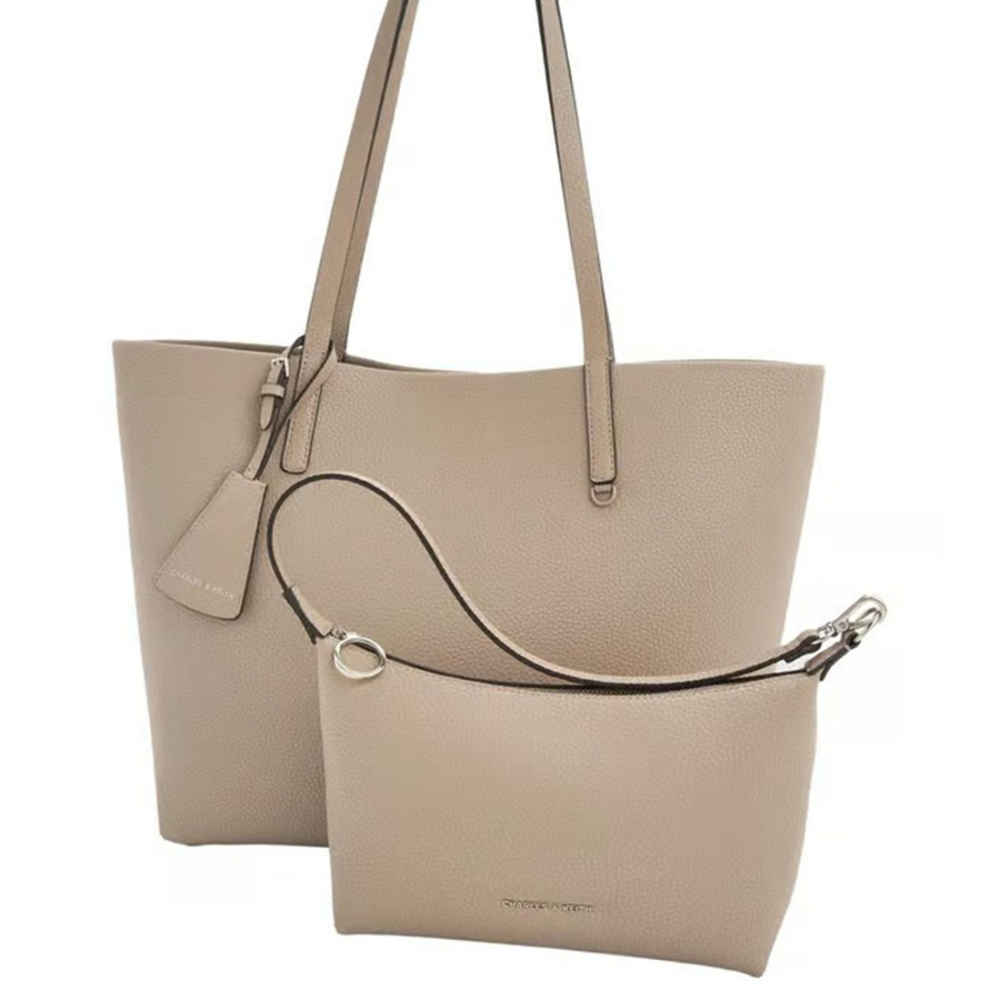 Charles & Keith Beryl Small Beige Tote Bag-3