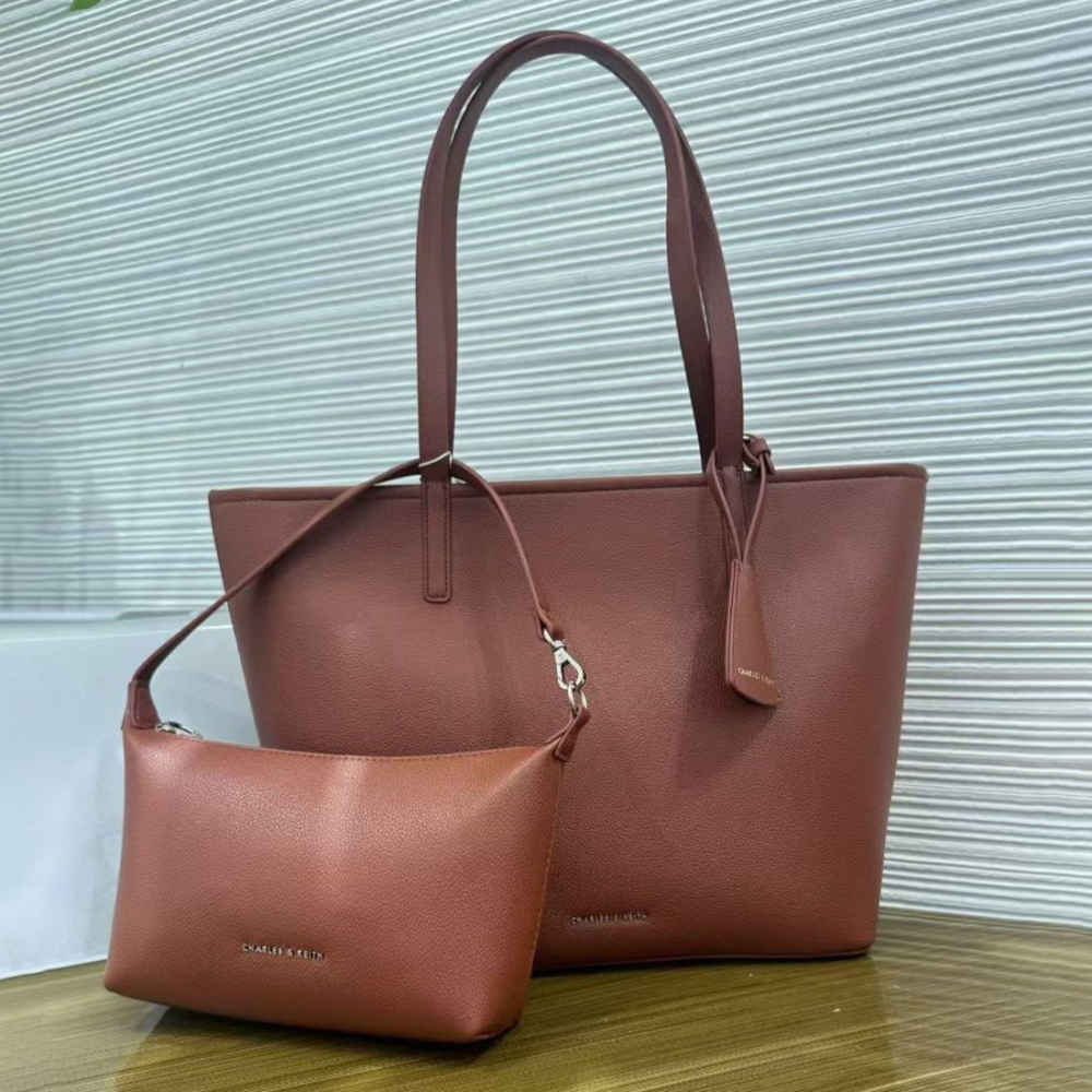 Charles & Keith Beryl Small Brown Tote Bag-1