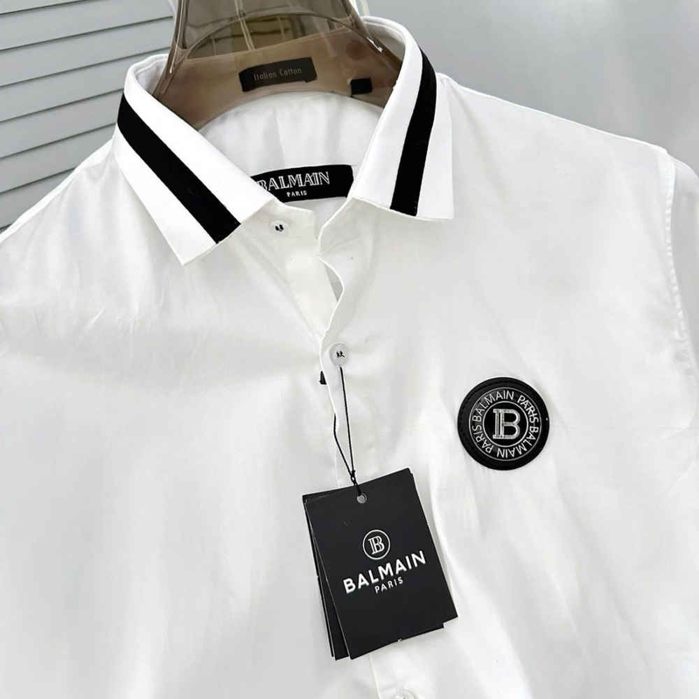 Balmain Embroidered White Premium Cotton Shirt-3