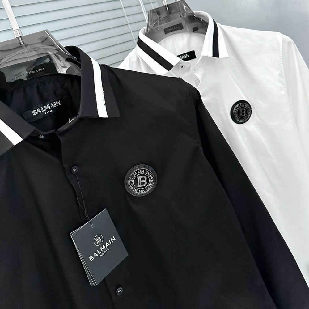 Balmain Embroidered Black Premium Cotton Shirt-5