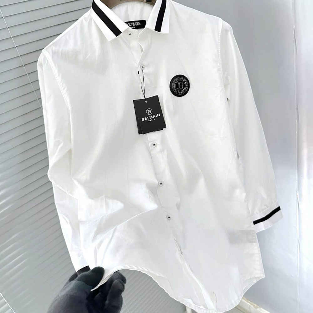 Balmain Embroidered White Premium Cotton Shirt-1