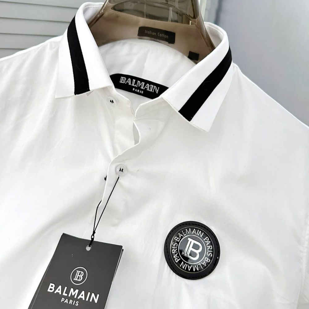 Balmain Embroidered White Premium Cotton Shirt-2