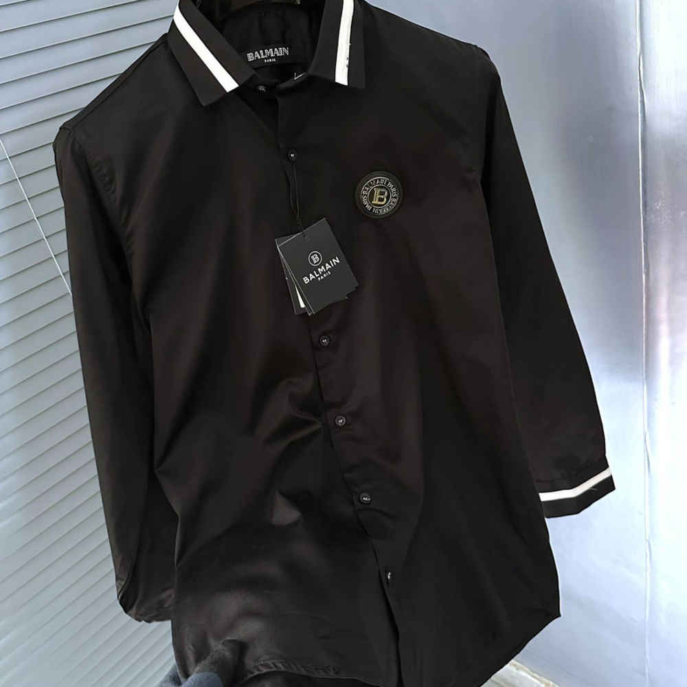 Balmain Embroidered Black Premium Cotton Shirt-1