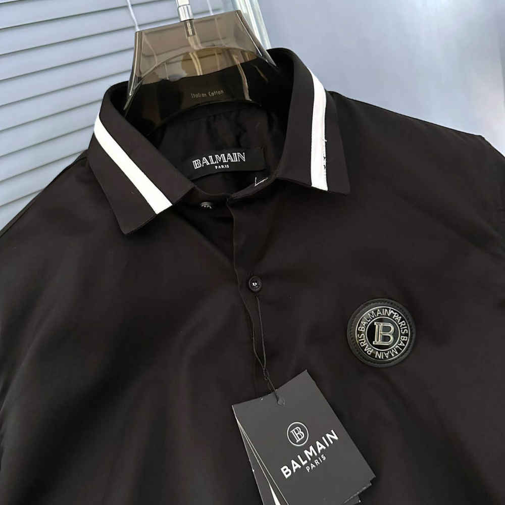 Balmain Embroidered Black Premium Cotton Shirt-3