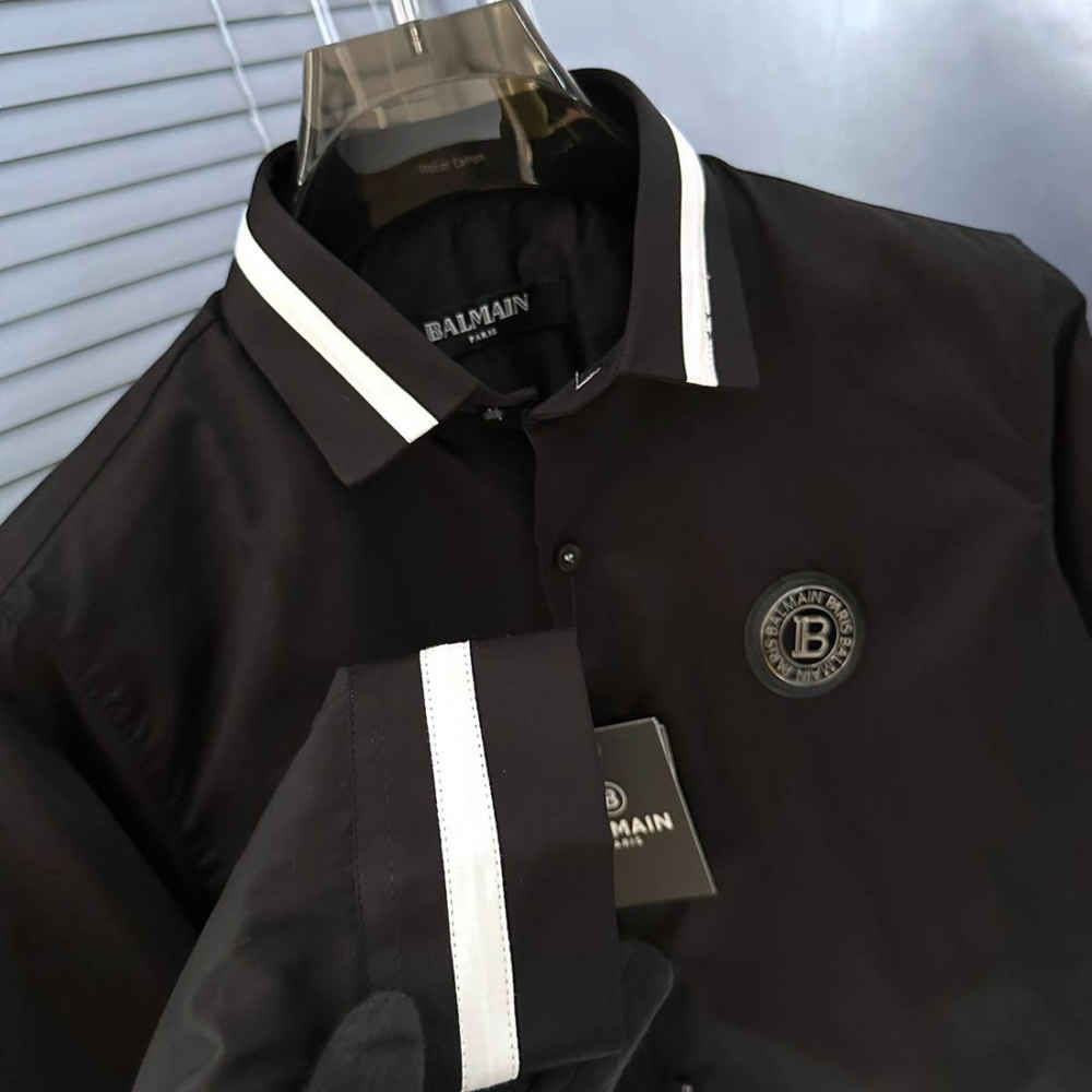 Balmain Embroidered Black Premium Cotton Shirt-4