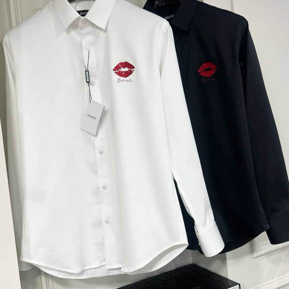 Balmain Paris Black Lips Print Shirt-3