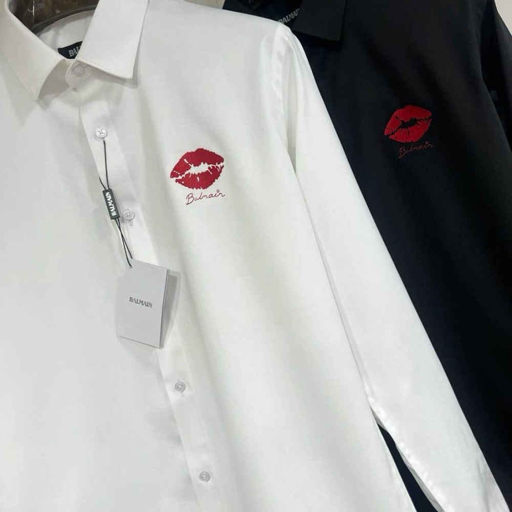 Balmain Paris Black Lips Print Shirt-2