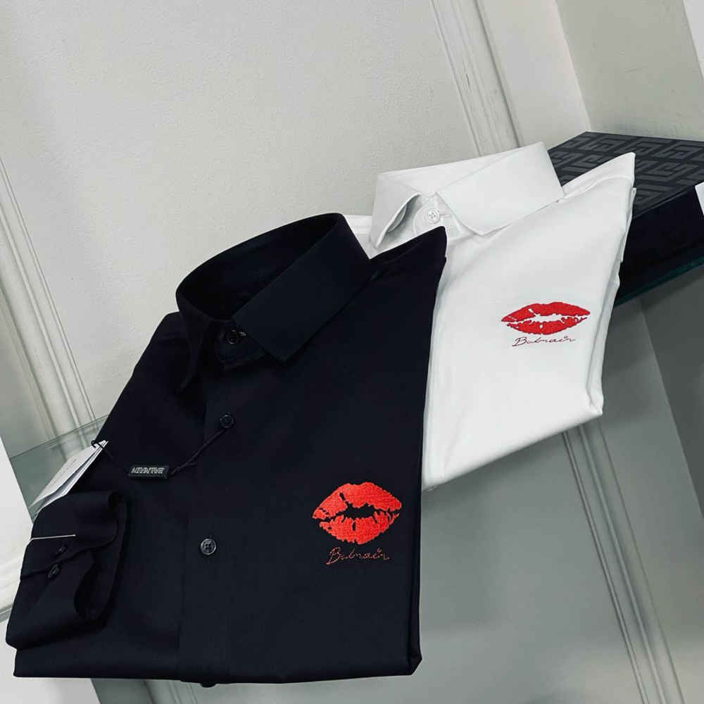 Balmain Paris Black Lips Print Shirt-4