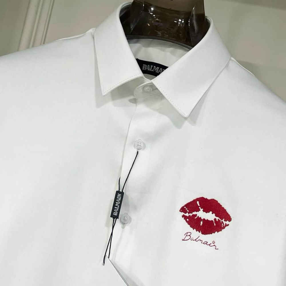 Balmain Paris White Lips Print Shirt-1