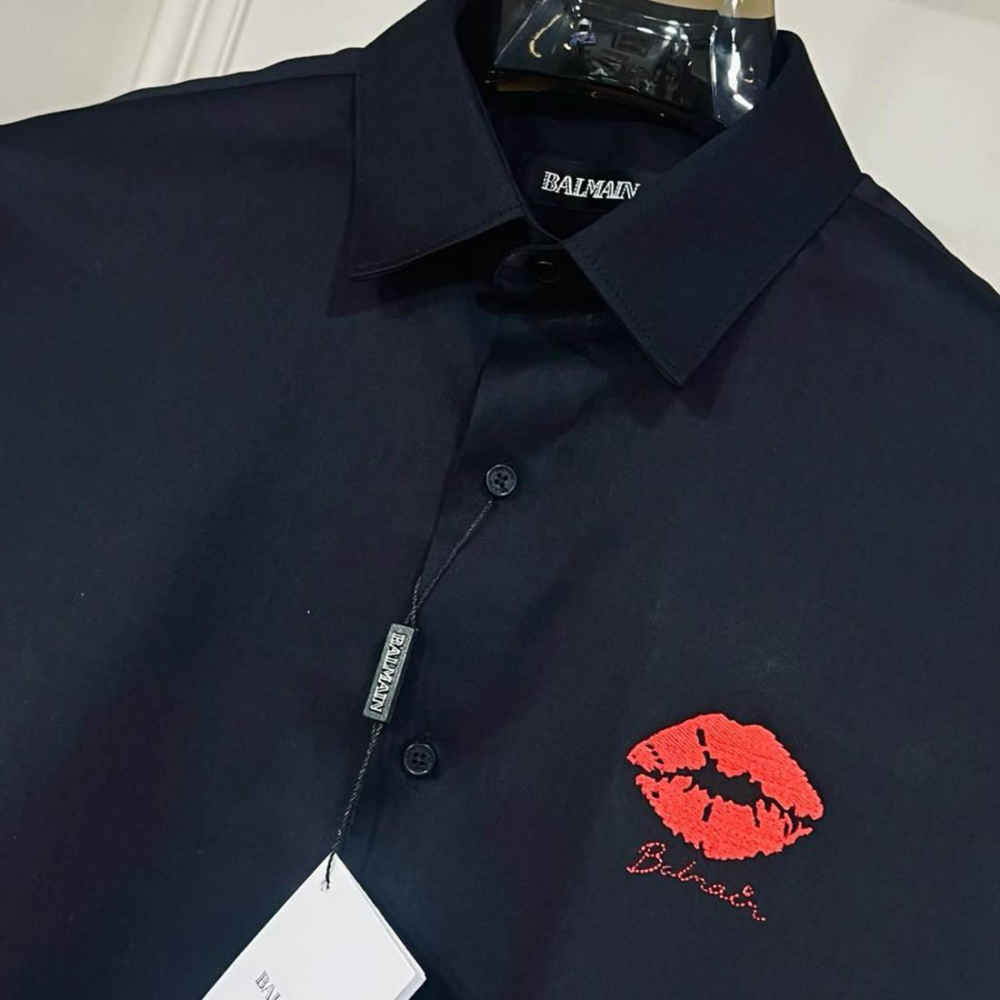 Balmain Paris Black Lips Print Shirt-1
