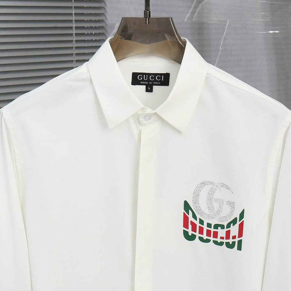 Gucci GG Embroidery White Cotton Shirt-2