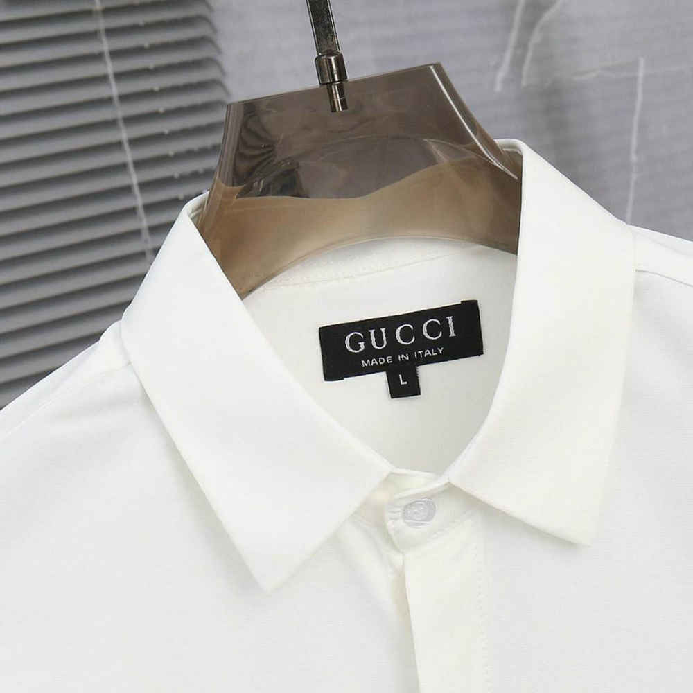 Gucci GG Embroidery White Cotton Shirt-3